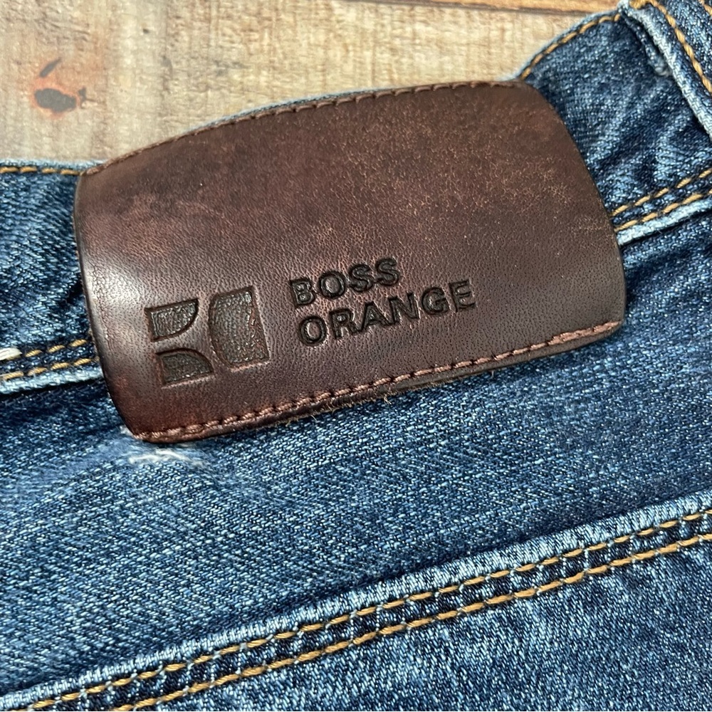 Hugo Boss Orange Straight Leg  Button Fly Jeans Dark Blue Denim Size 34/32